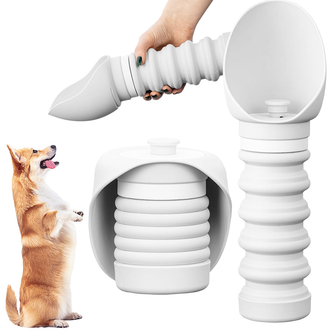 01 BUTELKA SILIKONOWA SKŁADANA - EAN 5904316187262 (2) SILIKONOWA TURYSTYCZNA SKŁADANA BUTELKA NA WODĘ POIDŁO DLA ZWIERZĄT 550 ML - obrazek 1