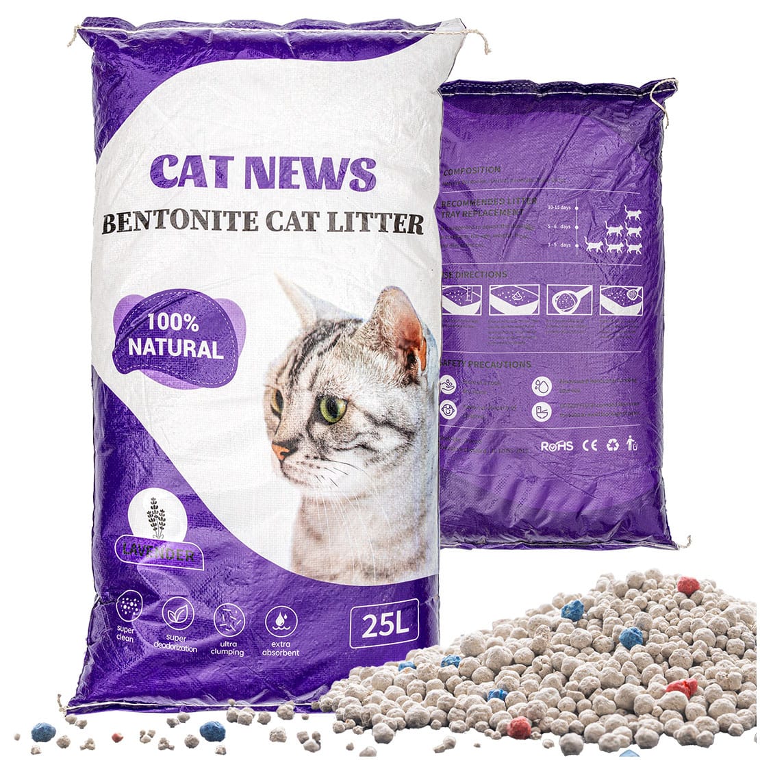 01 ŻWIREK BENTONITOWY 20KG, 25L LAWENDA EAN 5904316186715