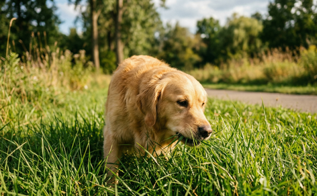 dlaczego pies je trawę