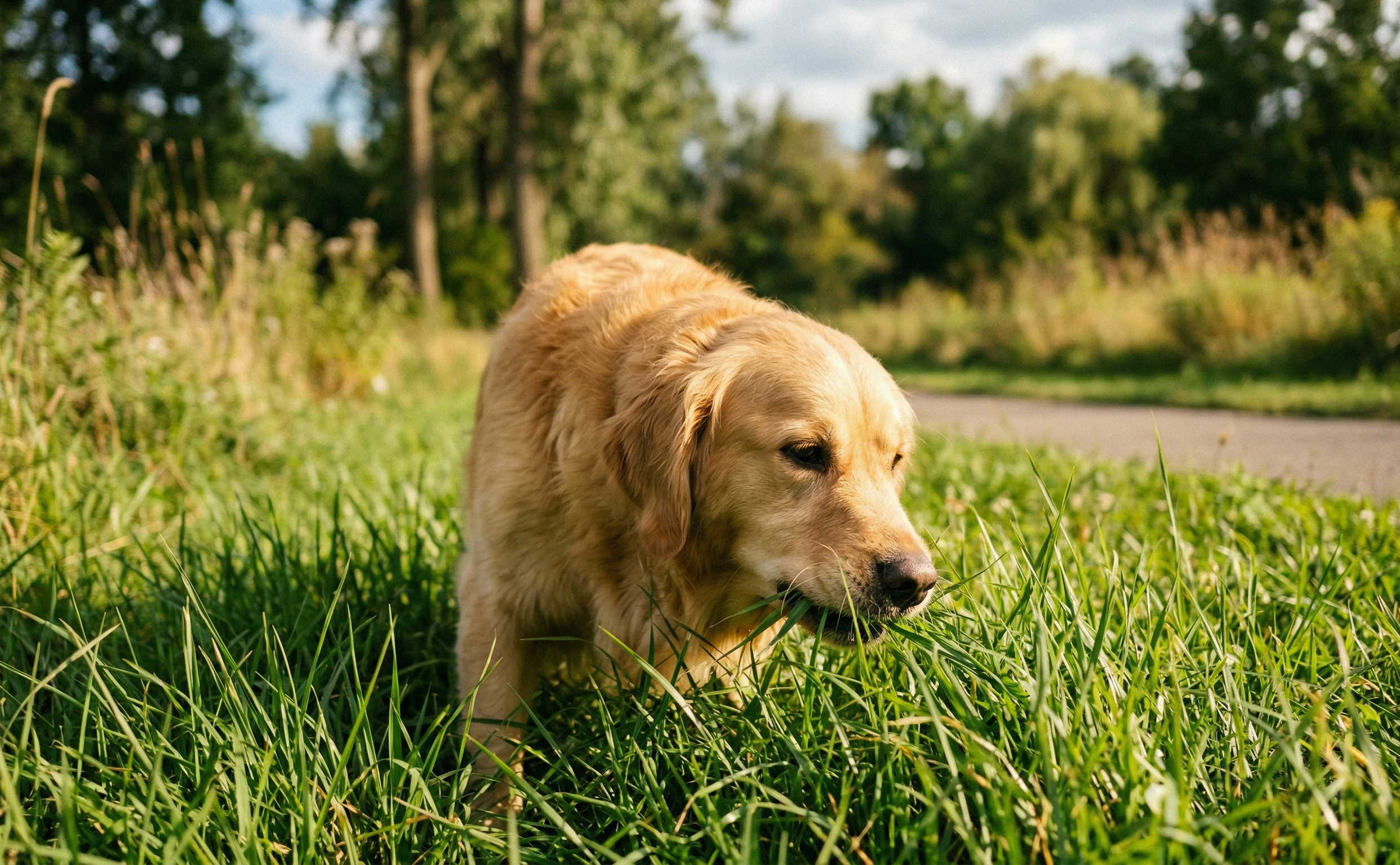 dlaczego pies je trawę